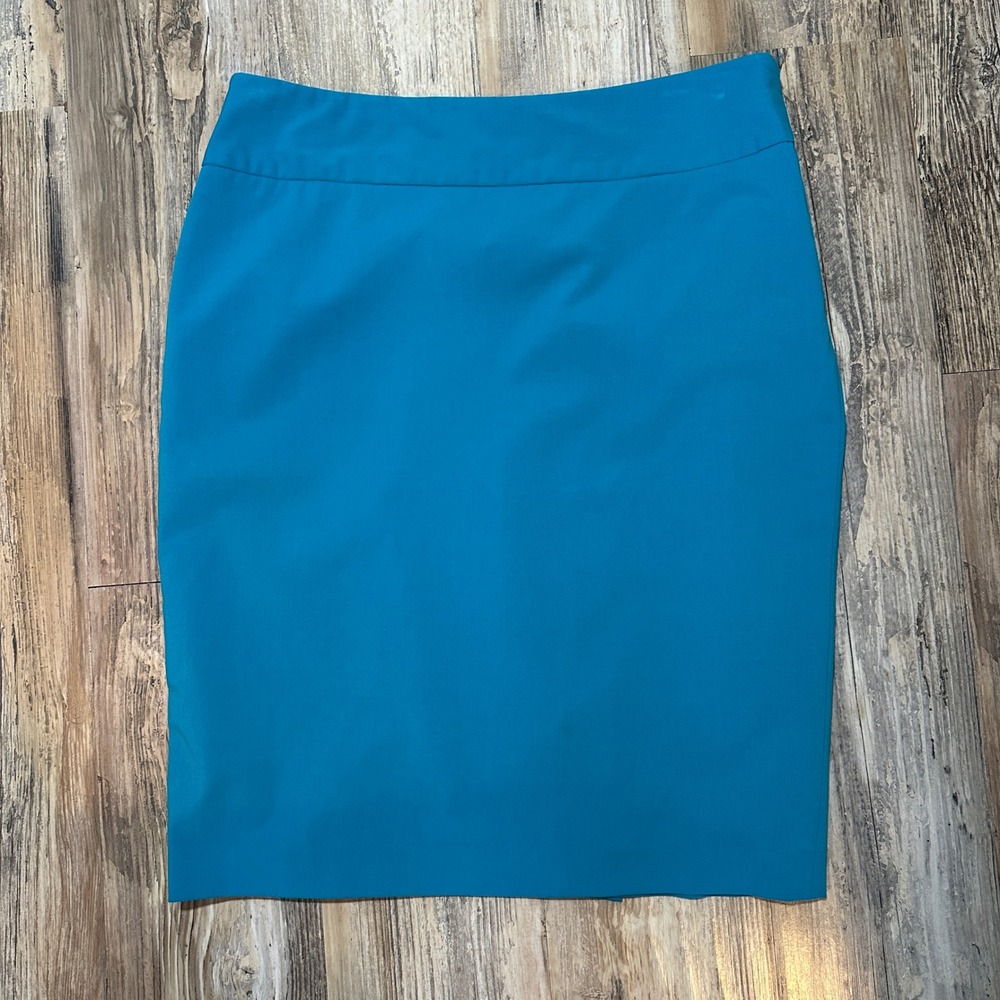 Liz Claiborne Teal Blue Pencil Skirt Lined Side Zip Career Wear Size 8